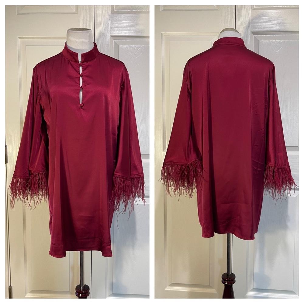 New! Marie by Victoria Dunn feather trim dress